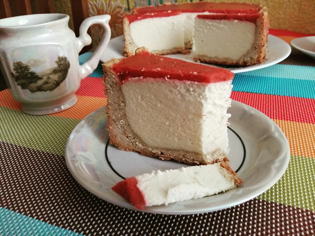 Чизкейк творожный с клубничным желе🍓🍰