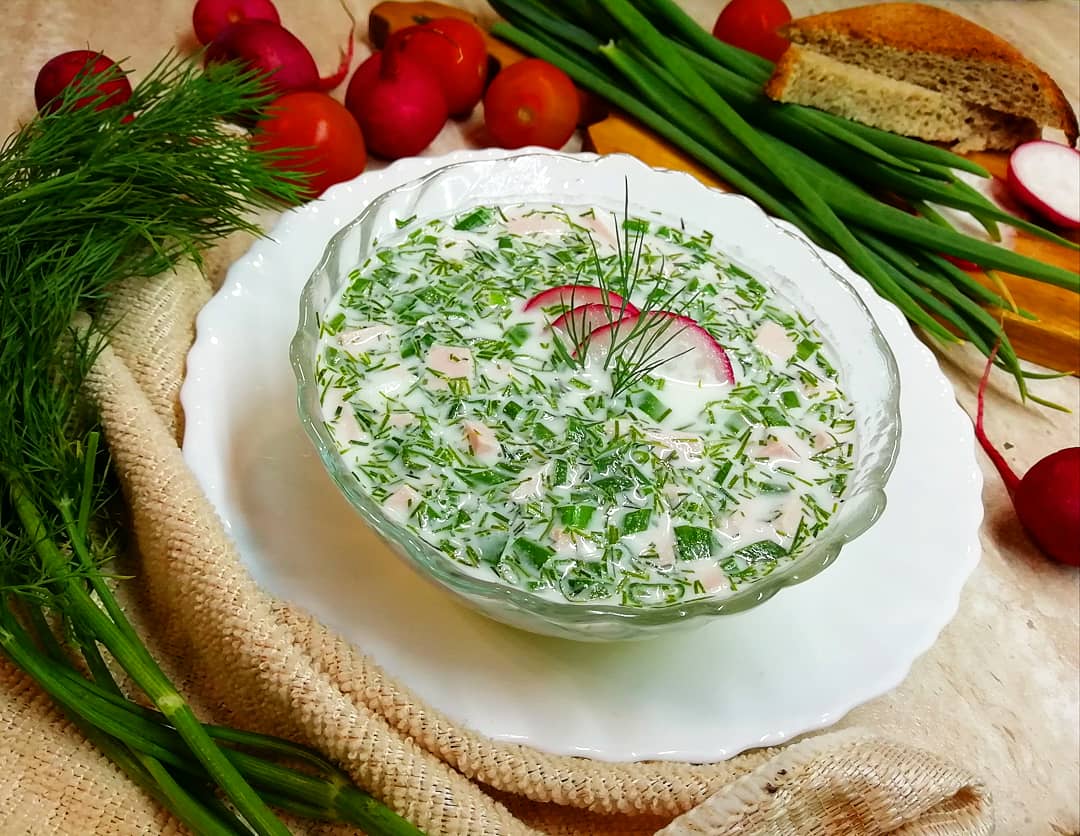 Окрошка на сметане и майонезе🥒🥚🥔🥓🥗