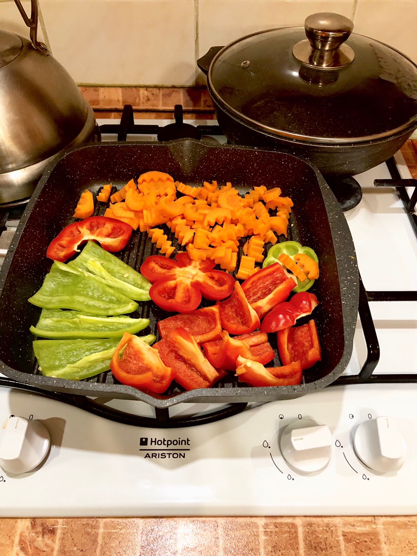 Овощи на сковородке гриль.🥦🌶🍅🍆🥕