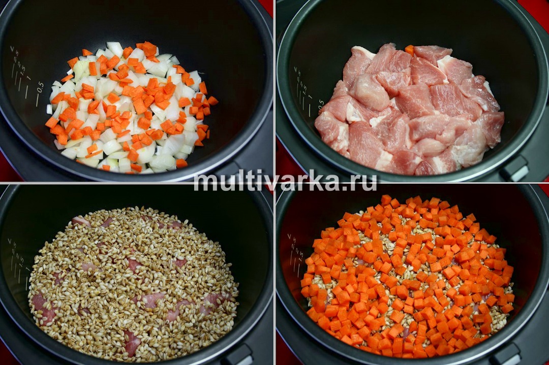 Перловая каша с мясом в мультиварке